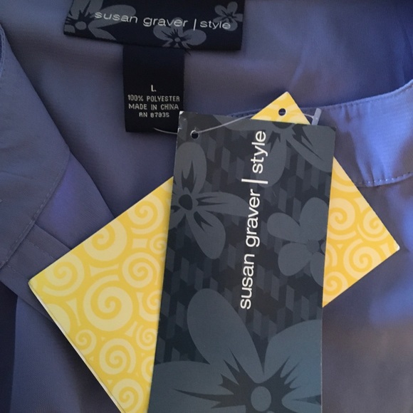 Susan Graver NWT large Lilac 3/4 sleeve Blouse - Picture 3 of 7